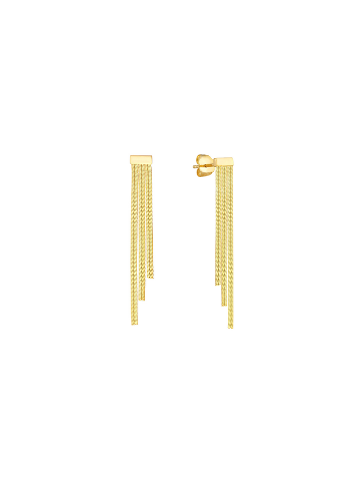 Par Arete Triple Tira Oro 14k