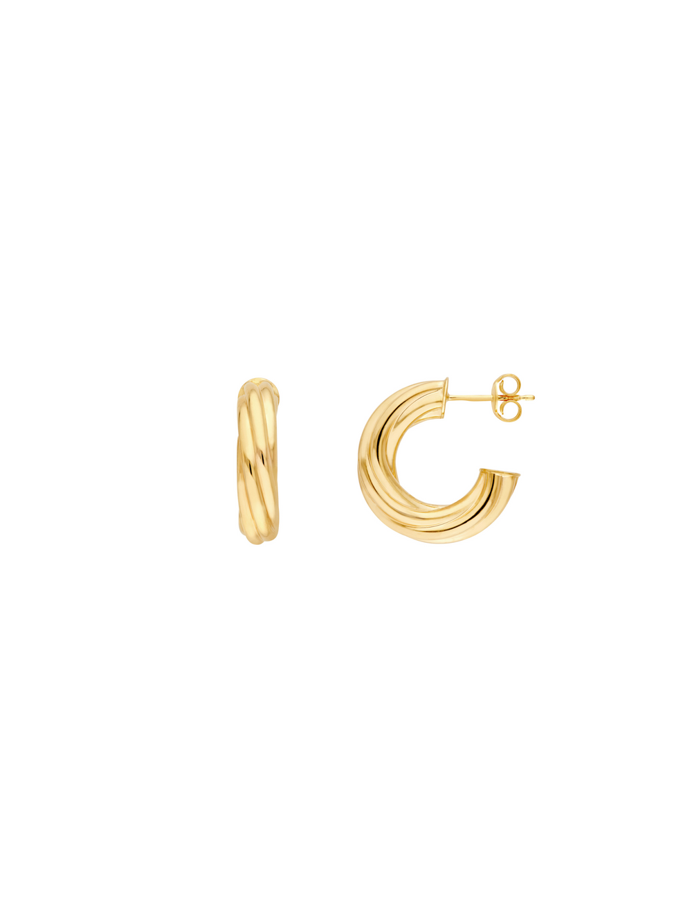 Par Arracada Con Lineas 19 mm Oro 14k