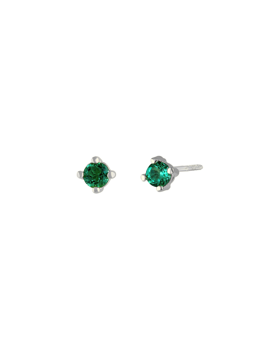 Arete Broquel Solitario Esmeralda 3 mm Oro 14k