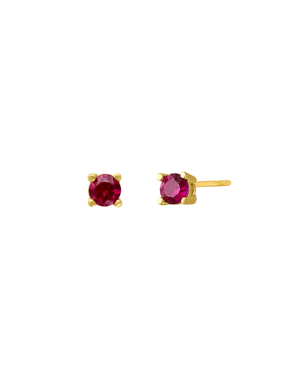 Arete Broquel Solitario Ruby 3 mm Oro 14k