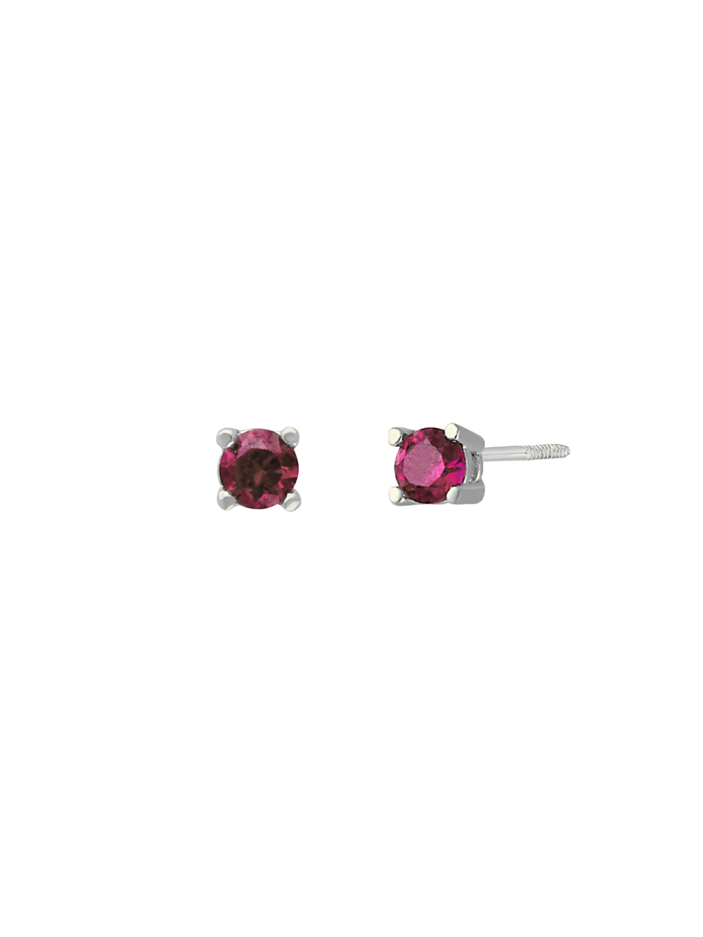 Arete Broquel Solitario Ruby 3 mm Oro 14k