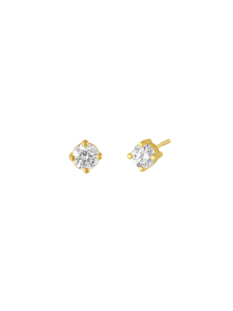 Arete Broquel Solitario Diamante 3 mm 0.11 Ct Oro 14k