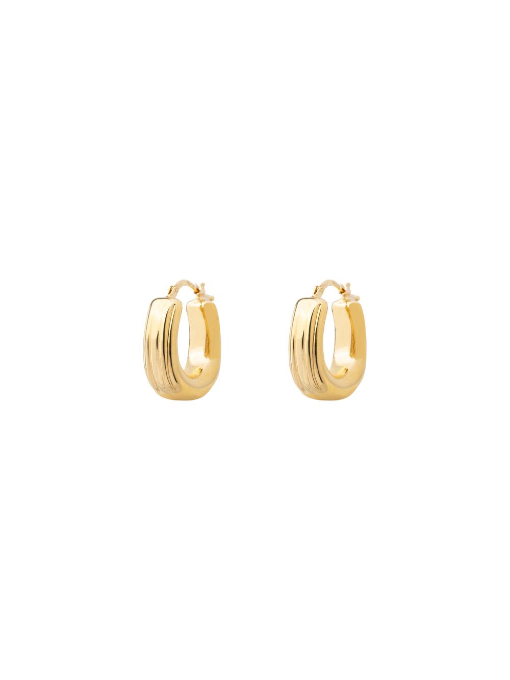 Par Arracada Forma U Con Lineas Oro 14k