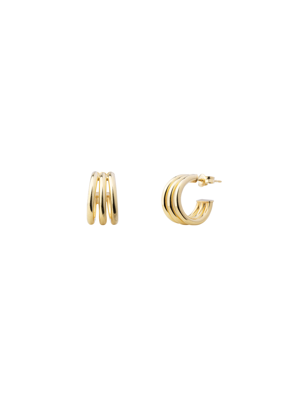 Par Mini Arracada Triple 14 mm Oro 14k