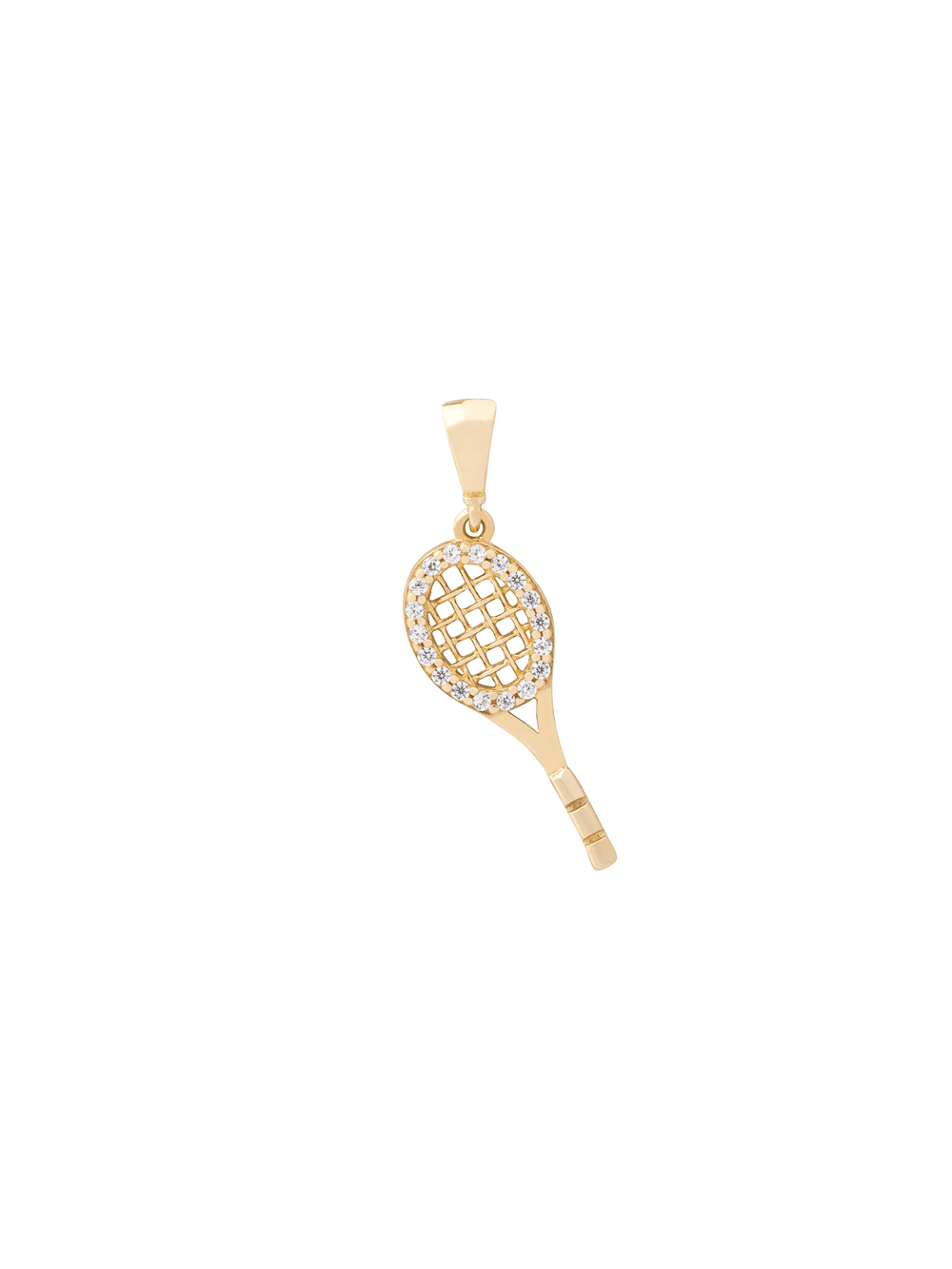 Dije Raqueta Con Zirconias Oro 10k