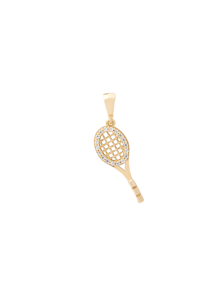 Dije Raqueta Con Zirconias Oro 10k