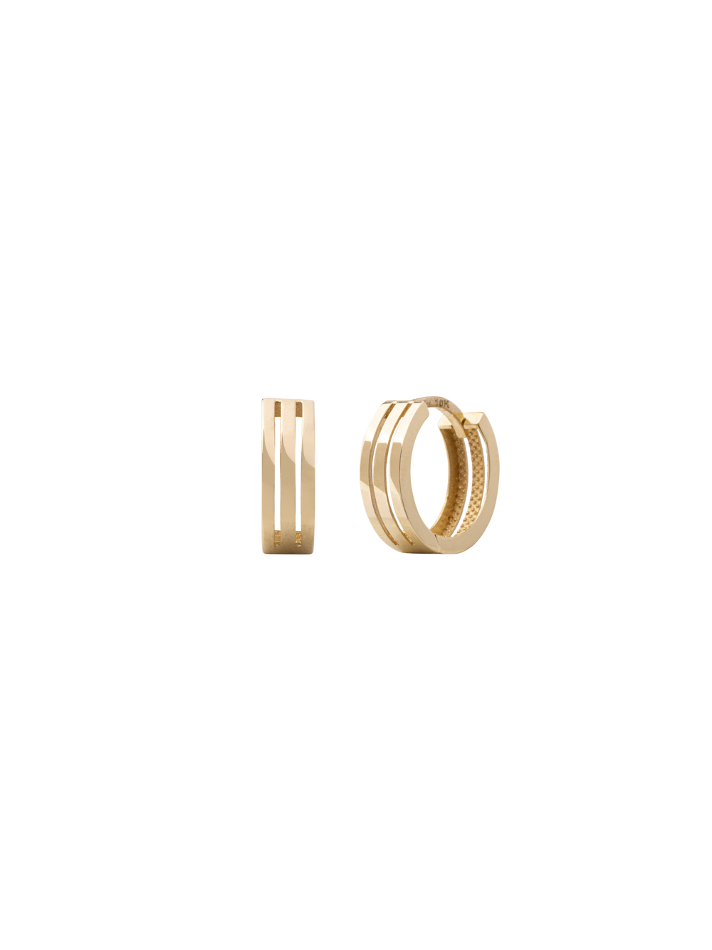 Par Arracada Triple 12 mm Oro 10k