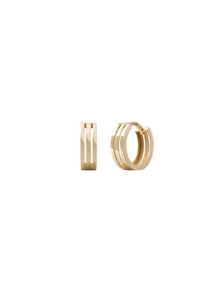 Par Arracada Triple 12 mm Oro 10k