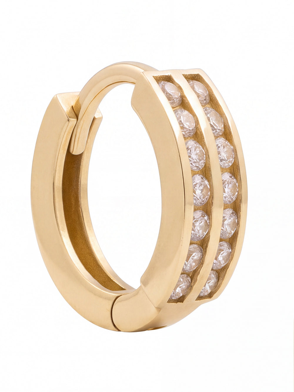 Par Arracada Doble Con Zirconias 11.5 mm Oro 10k