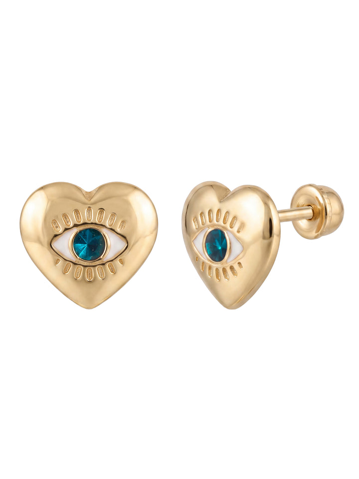 Broquel Corazon Con Ojo Oro 10k