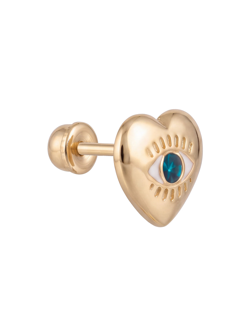 Broquel Corazon Con Ojo Oro 10k