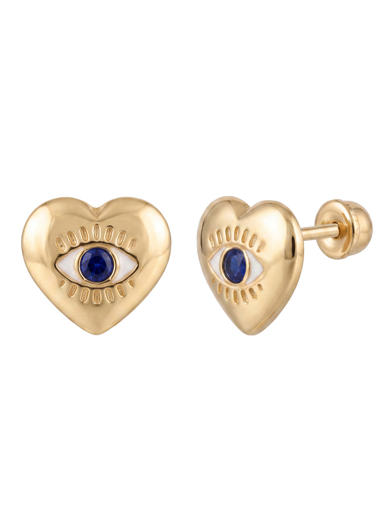 Broquel Corazon Con Ojo Oro 10k