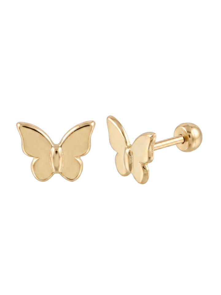 Broquel Mariposa Monarca Lisa Oro 10k