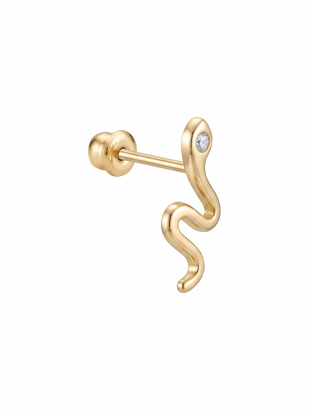 Broquel Serpiente Con Zirconia Oro 10k