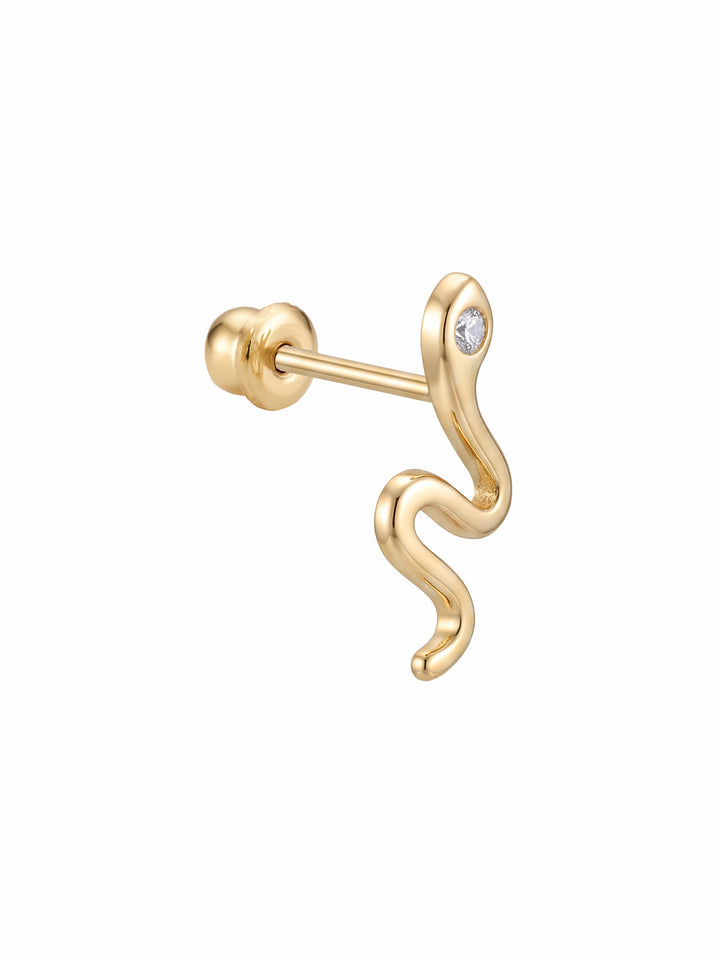 Broquel Serpiente Con Zirconia Oro 10k