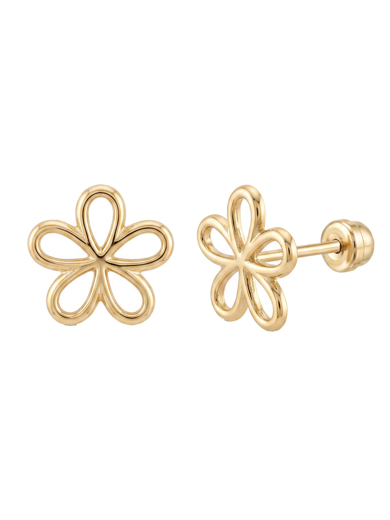 Broquel Contorno Flor Margarita Oro 10k