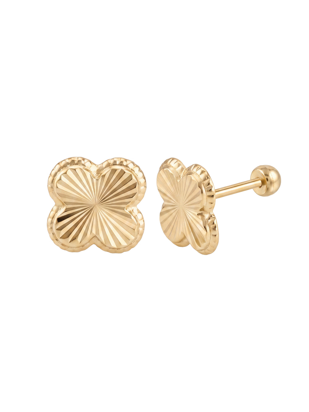 Broquel Trebol Cuatro Hojas Oro 10k