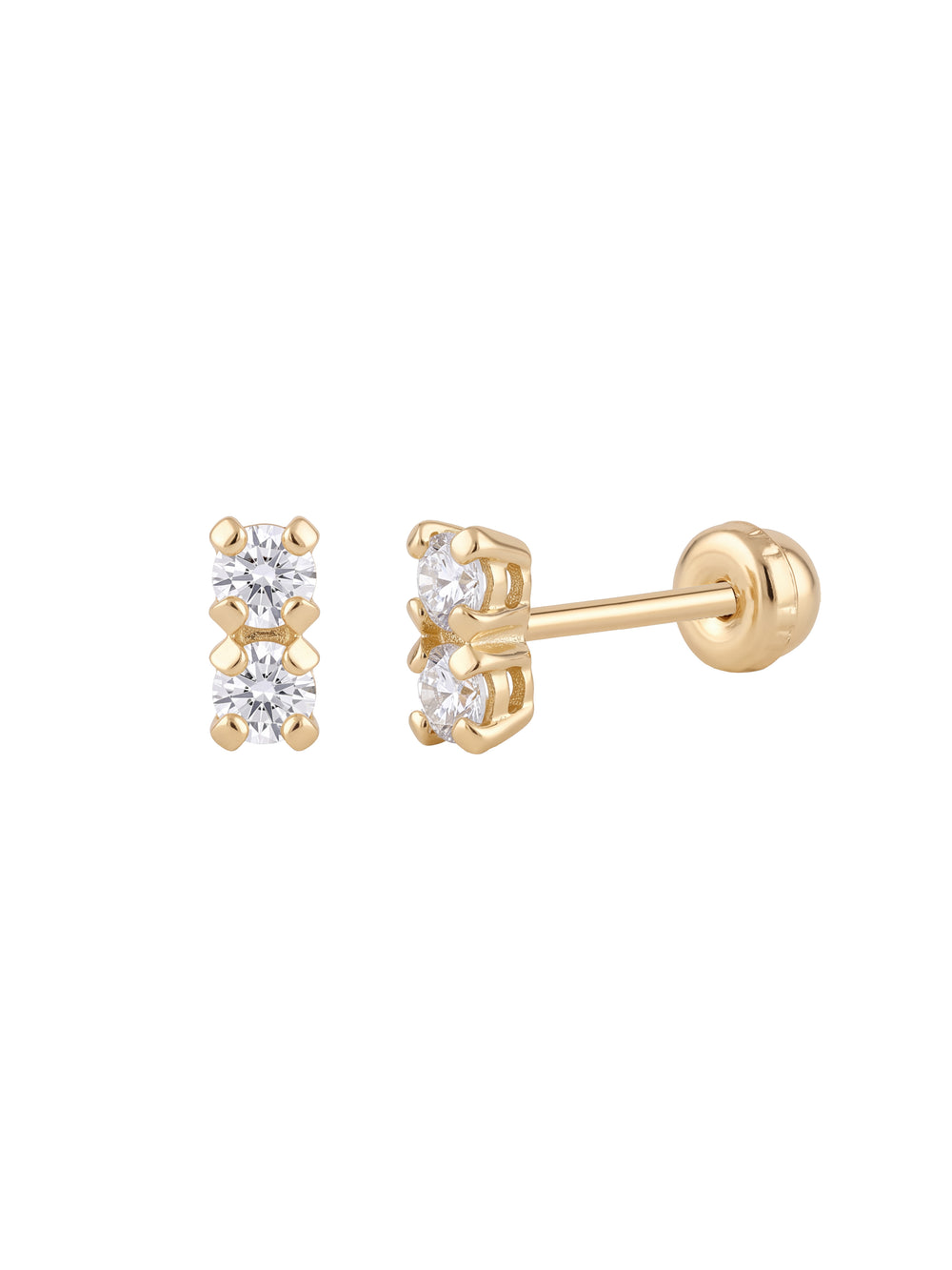 Broquel Doble Mini Zirconia Oro 10k