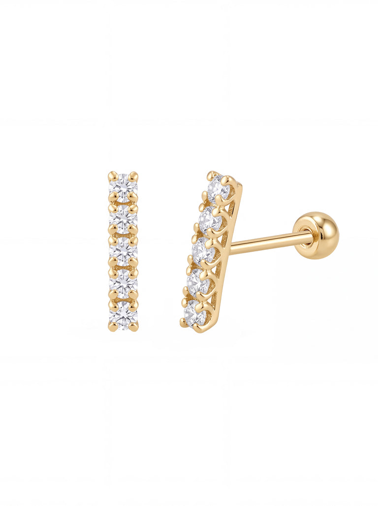 Broquel Linea Cinco Zirconias Oro 10k