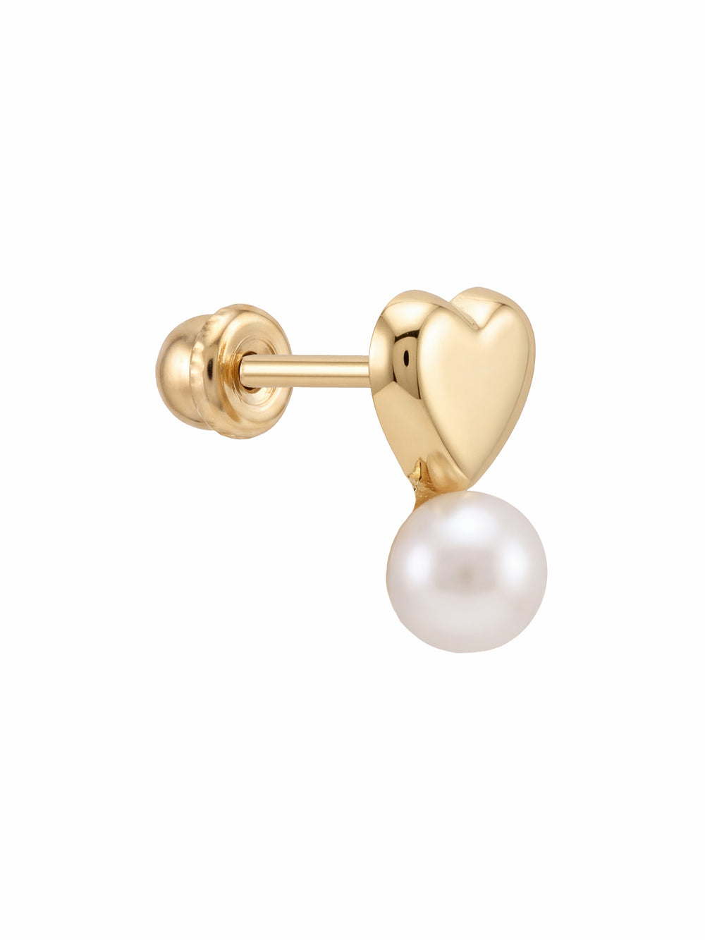 Broquel Mini Corazon Con Perla Oro 10k