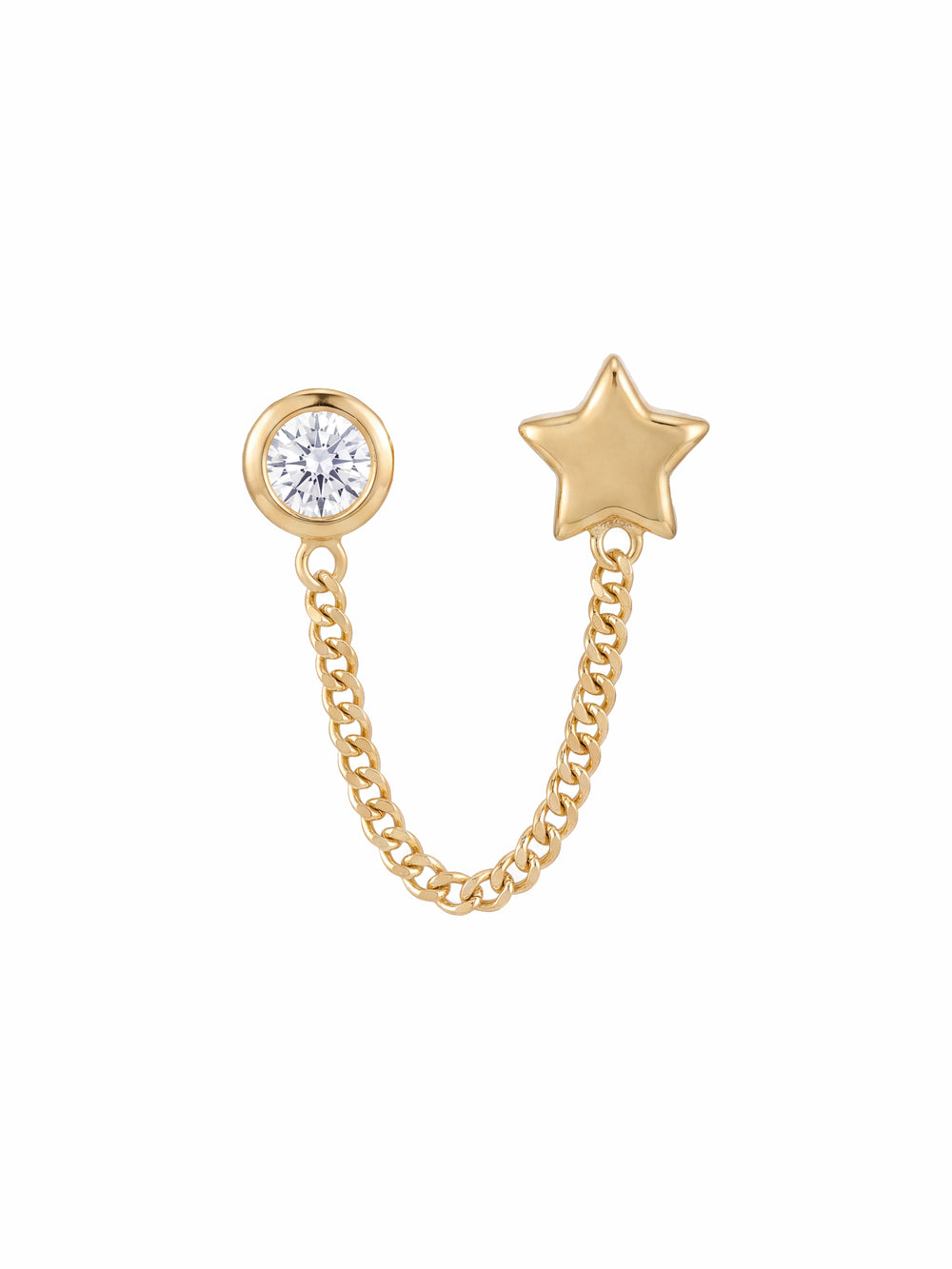Broquel Estrella y Zirconia Con Cadena Oro 10k