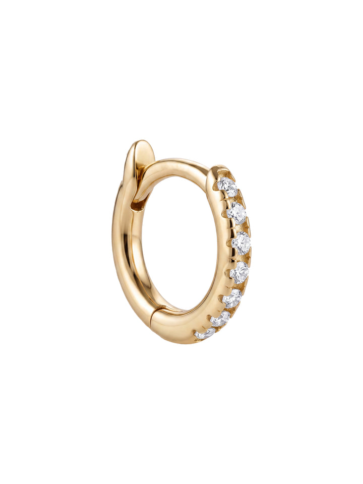 Mini Arracada Con Zirconias 9 mm Oro 10k