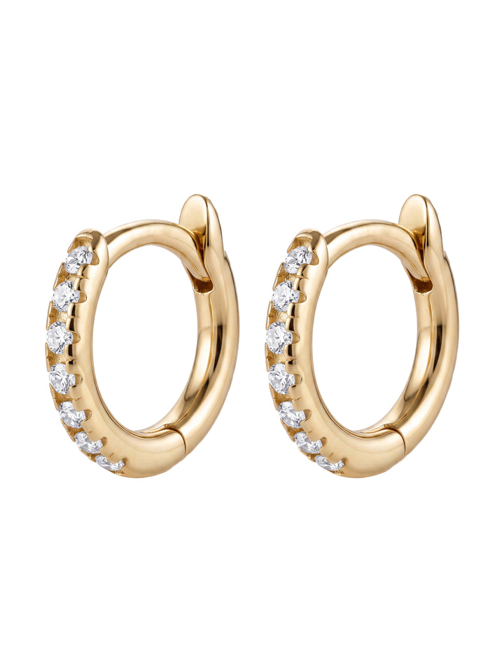 Mini Arracada Con Zirconias 9 mm Oro 10k