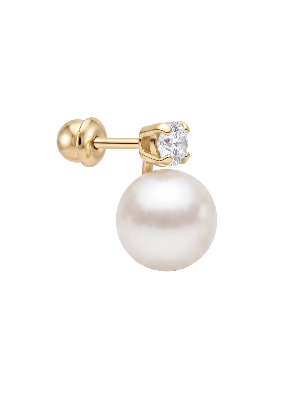Broquel Zirconia Con Perla Oro 10k