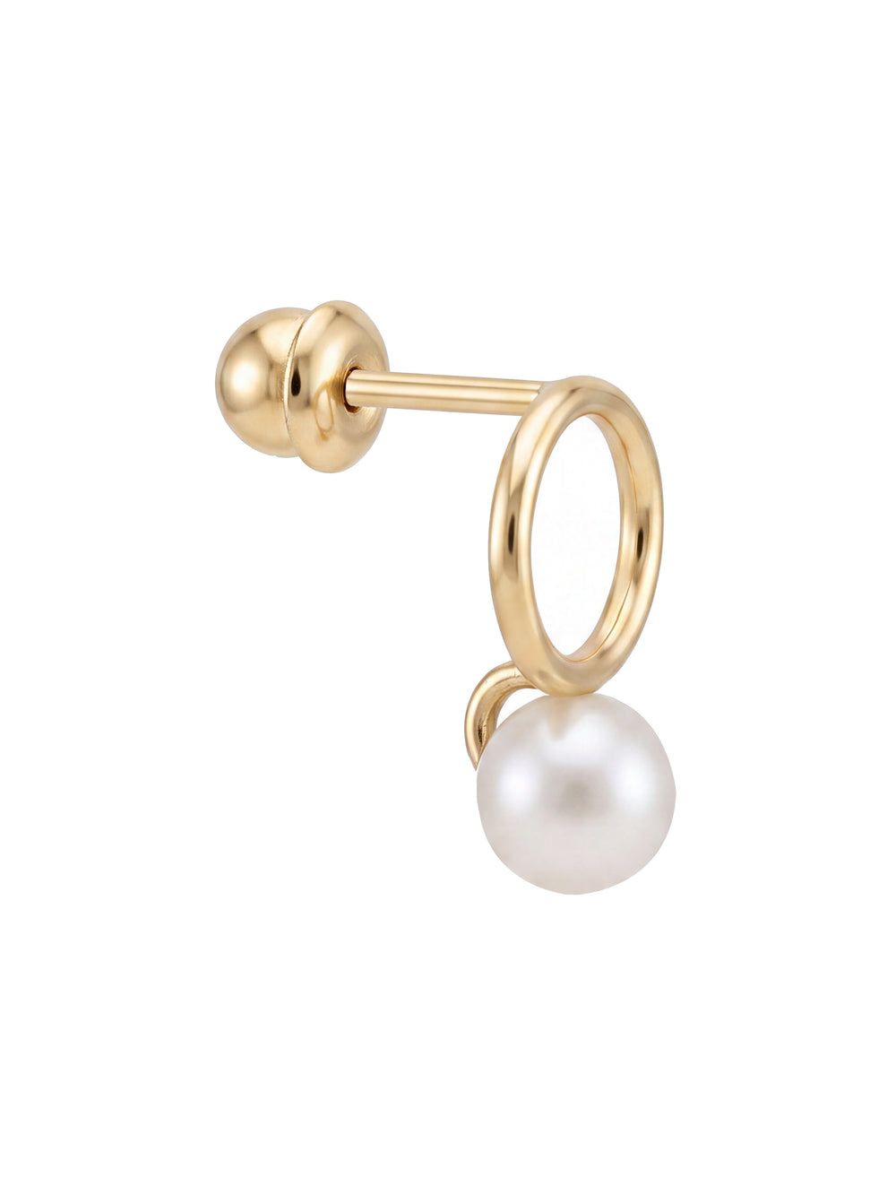 Broquel Contorno Circulo Con Perla Oro 10k