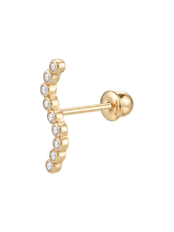 Broquel Curva Delgada Con Zirconias Oro 10k