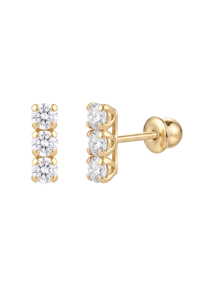 Broquel Linea Tres Zirconias Oro 10k