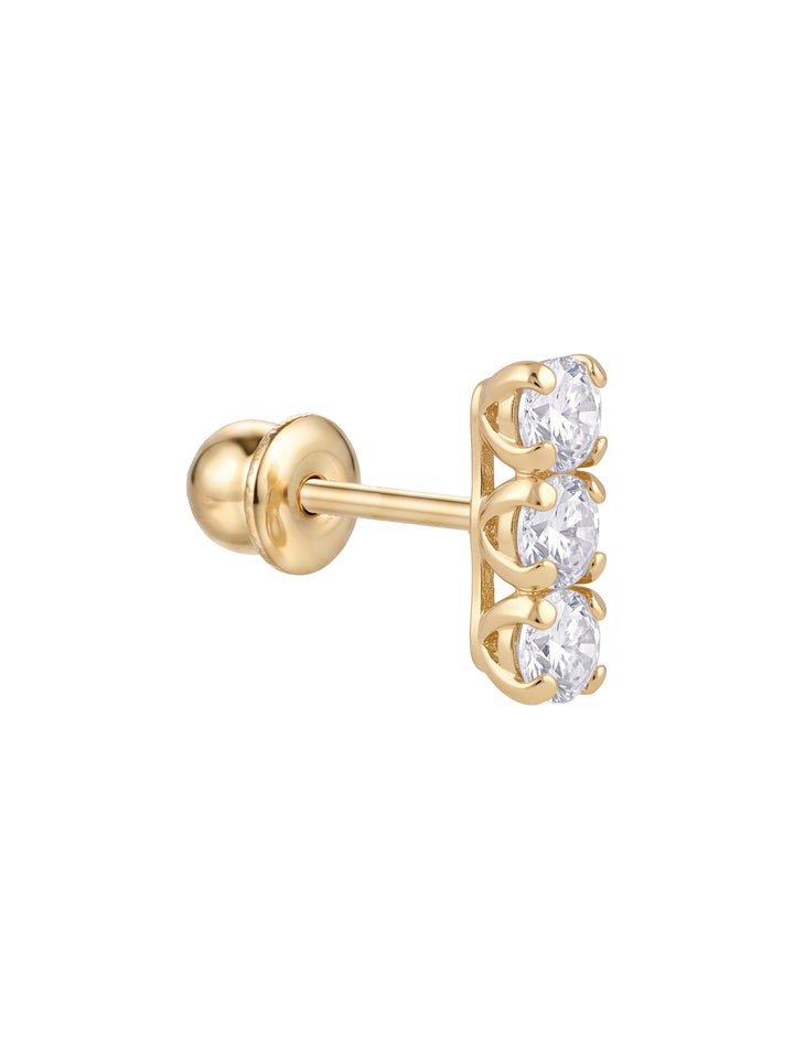 Broquel Linea Tres Zirconias Oro 10k