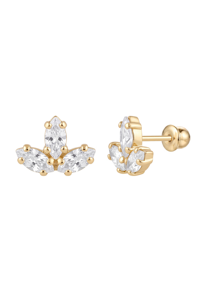 Broquel Tres Zirconias Marquesas Oro 10k