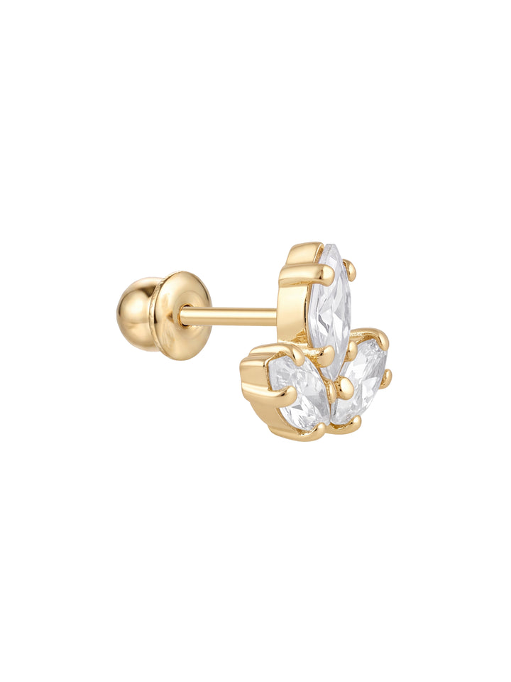 Broquel Tres Zirconias Marquesas Oro 10k