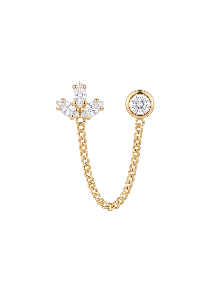 Broquel Tres Zirconias Marquesas Con Cadena Oro 10k
