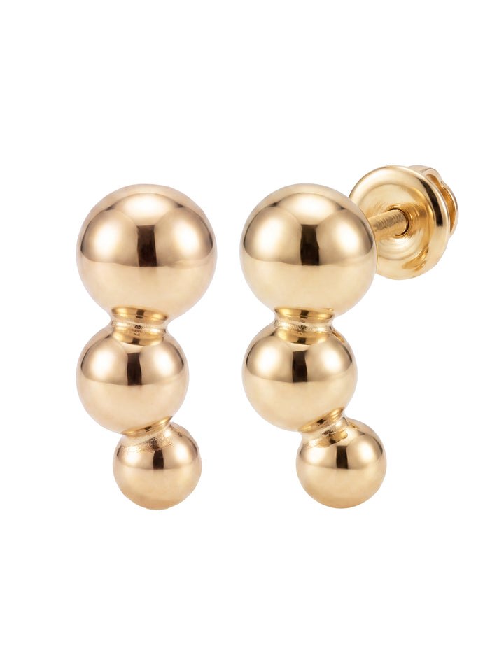 Broquel Triple Bolita Oro 14k