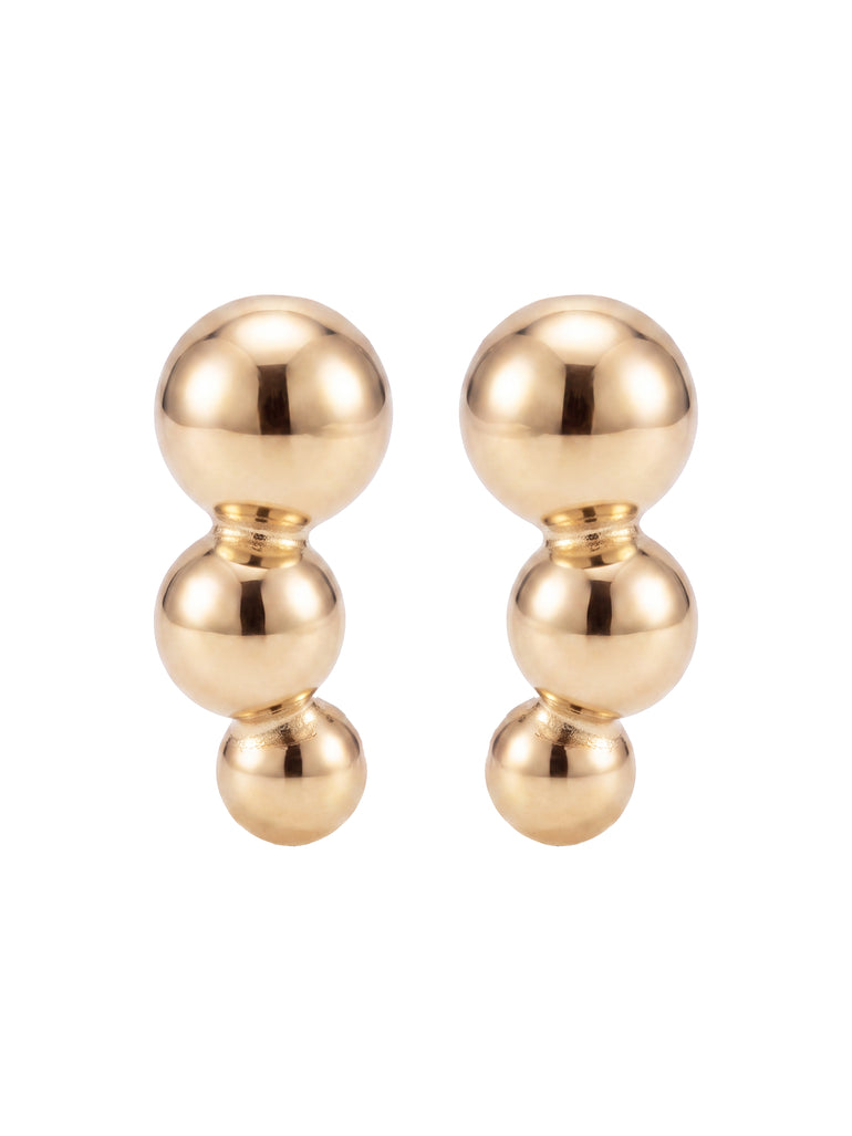 Broquel Triple Bolita Oro 14k