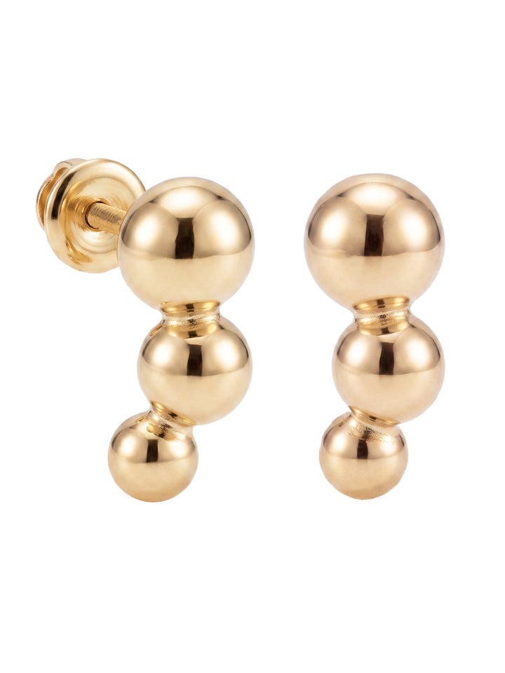 Broquel Triple Bolita Oro 14k