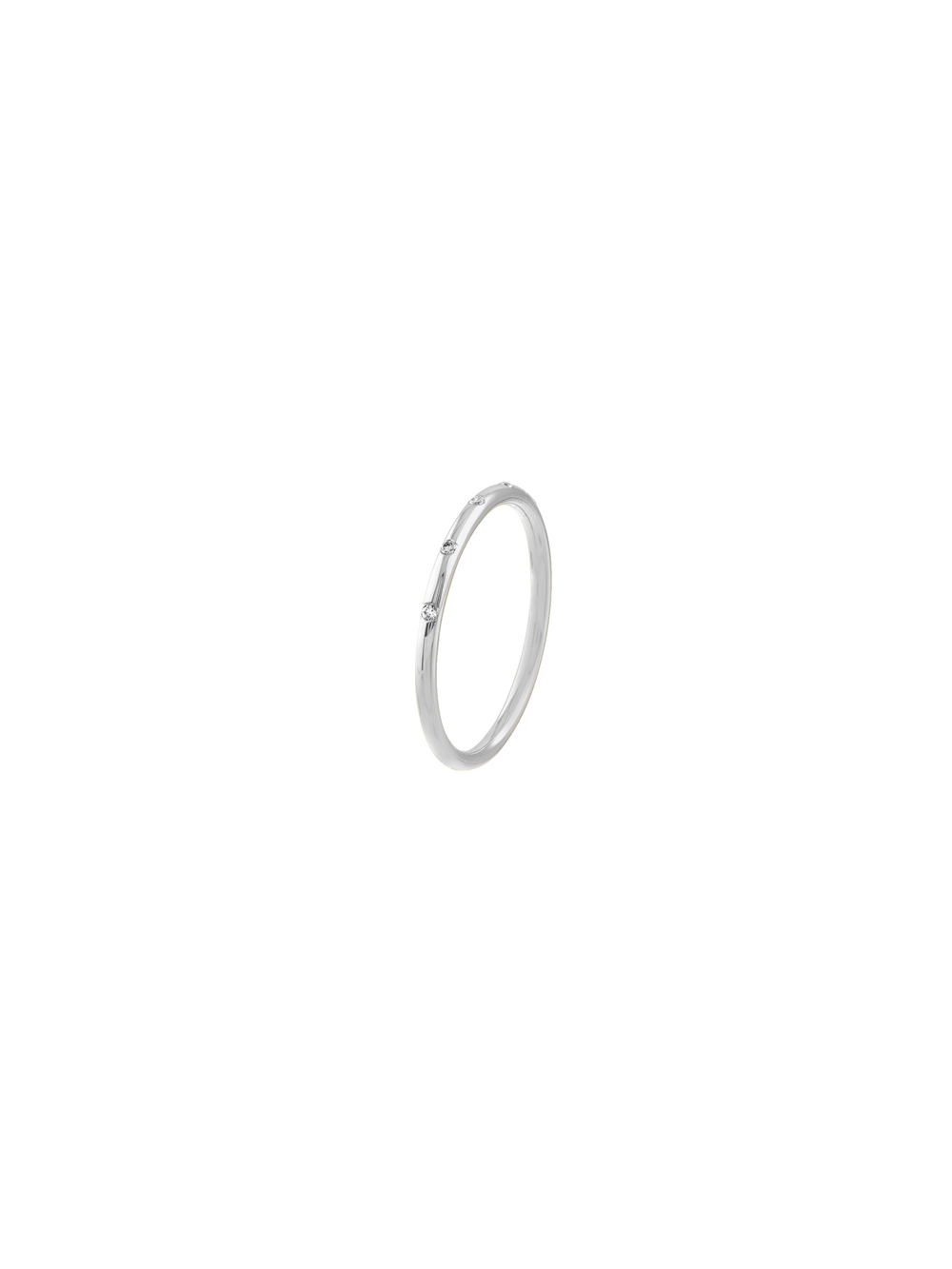 Anillo Delgado Con Diamantes 0.03 Ct Oro 14k