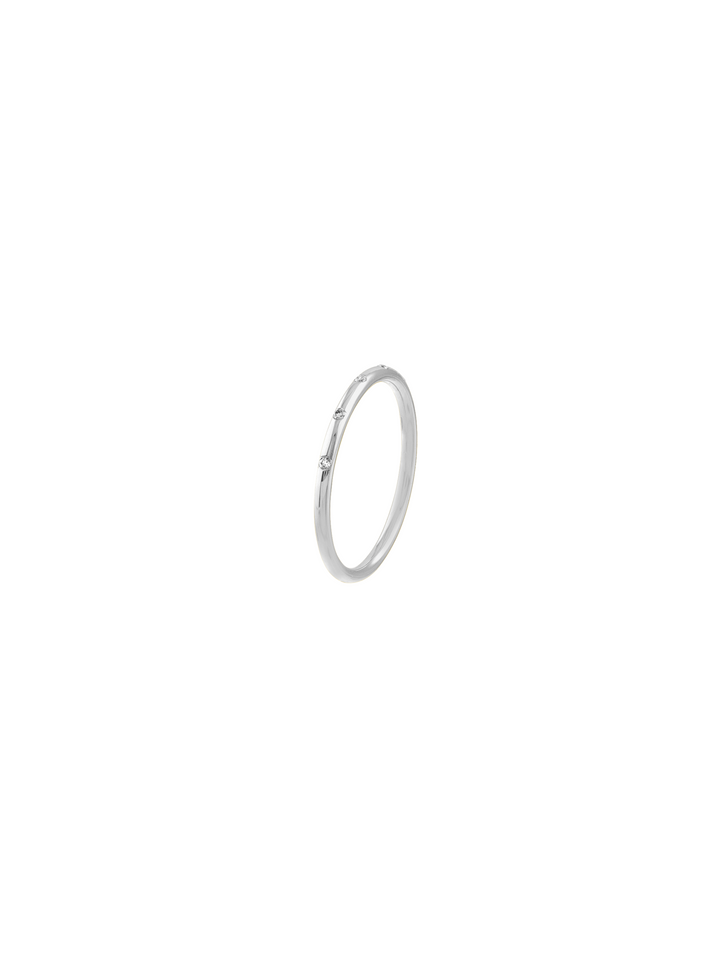 Anillo Delgado Con Diamantes 0.03 Ct Oro 14k