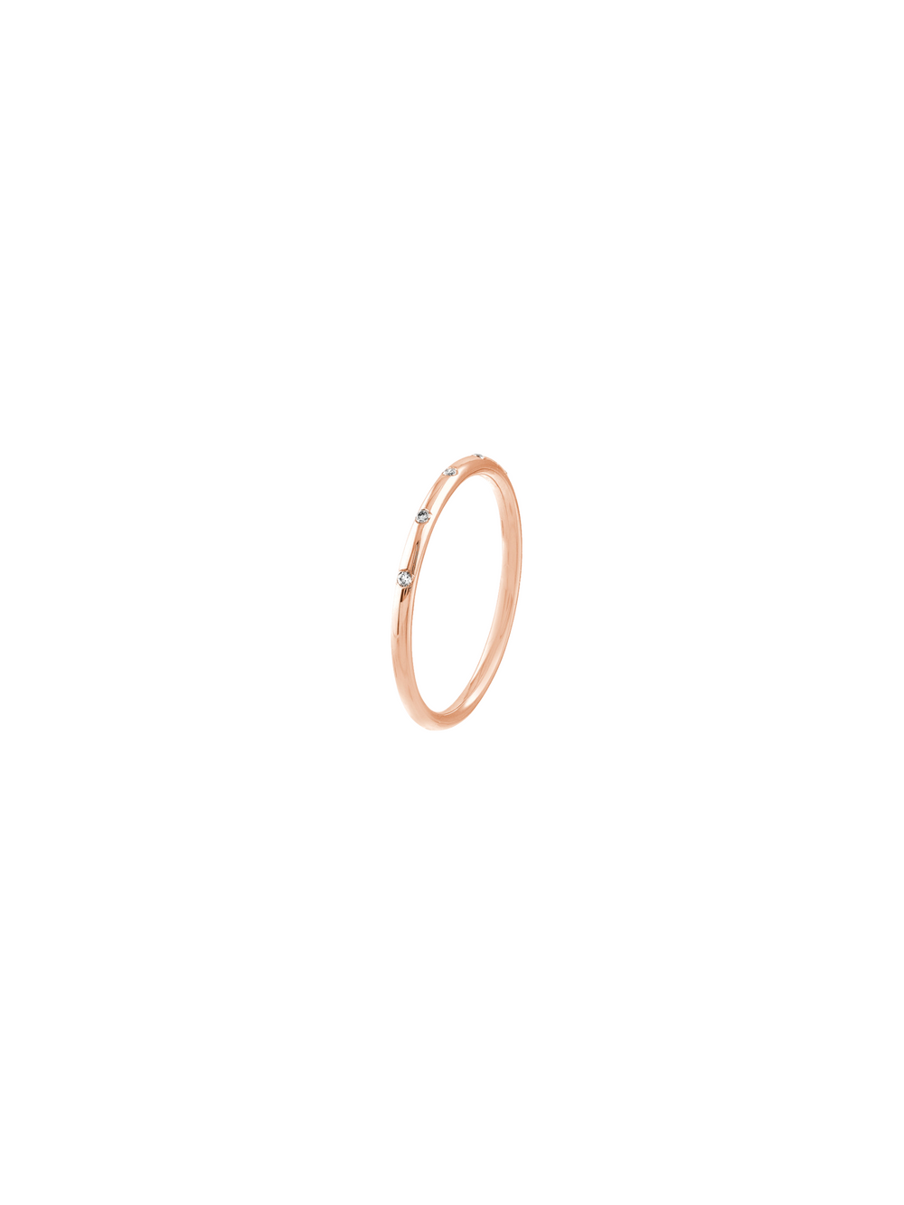 Anillo Delgado Con Diamantes 0.03 Ct Oro 14k
