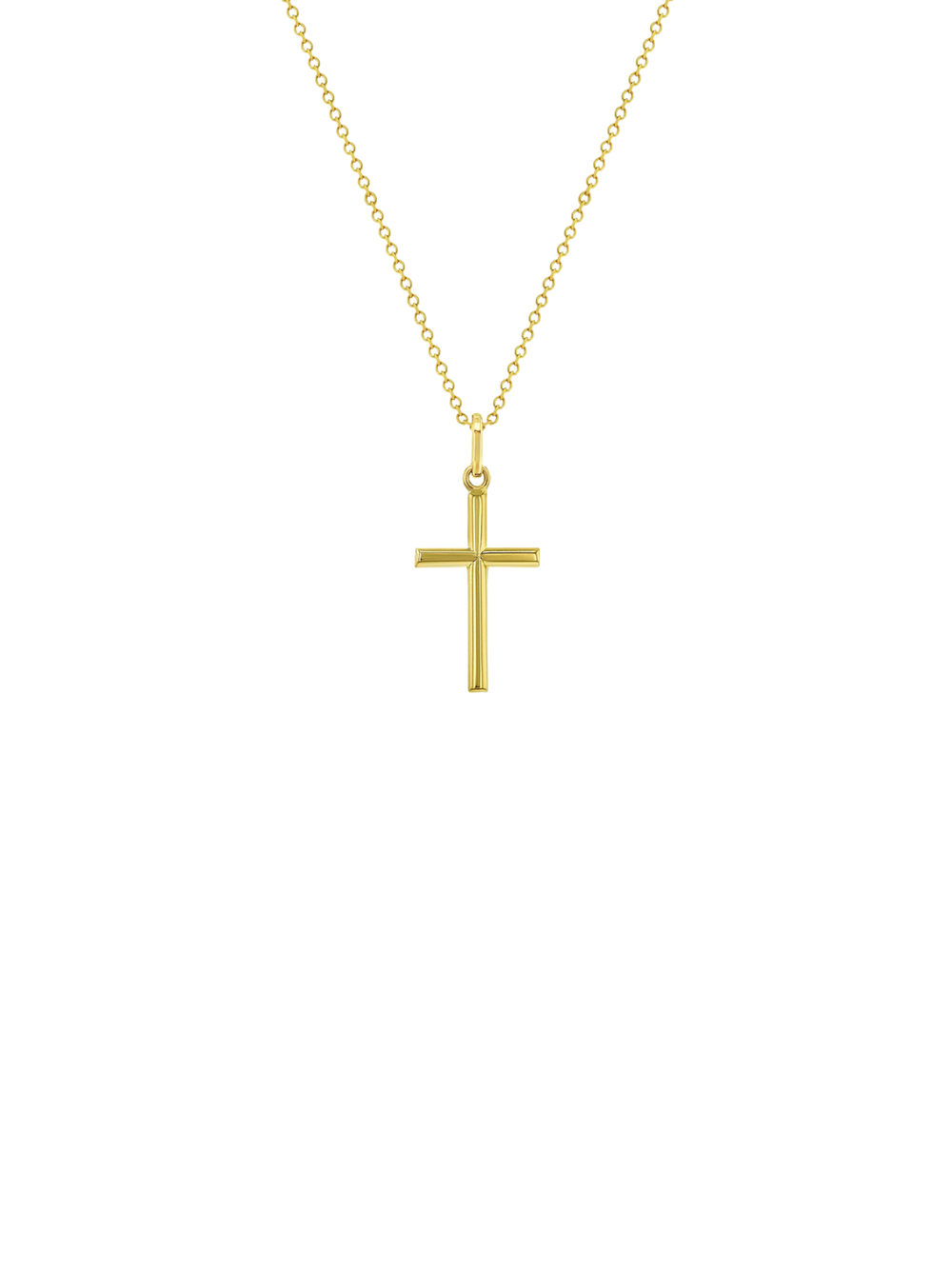 Collar Dorado Cruz Lisa Oro 14k