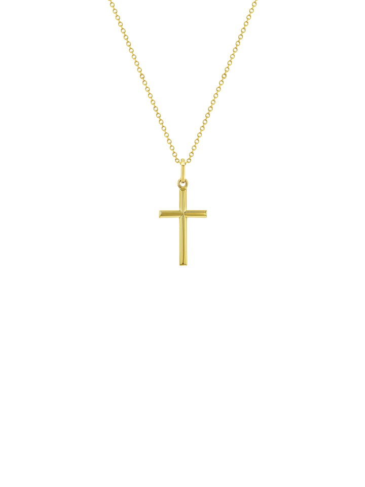 Collar Dorado Cruz Lisa Oro 14k