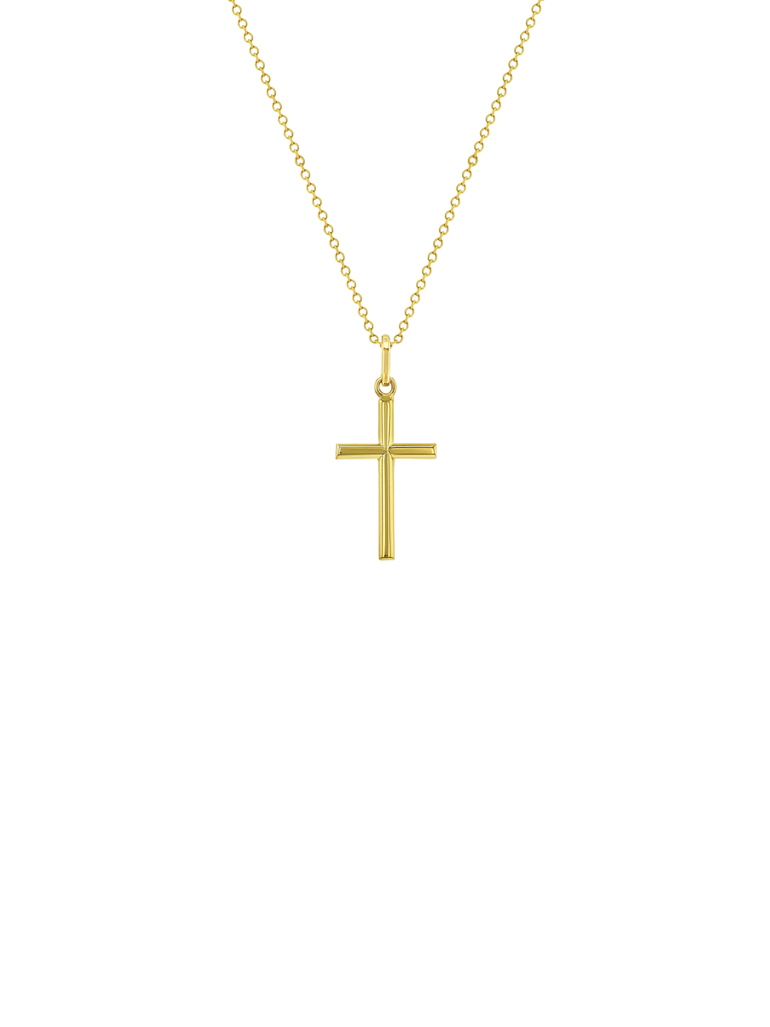 Collar Dorado Cruz Lisa Oro 14k