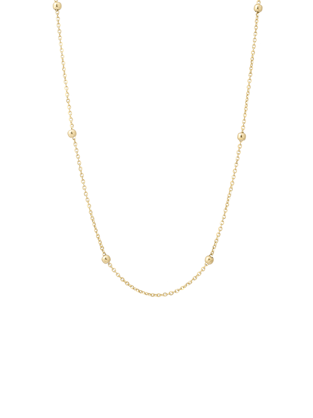 Collar Con Bolitas Doradas Oro 14k