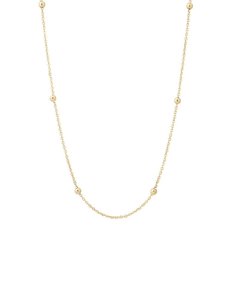 Collar Con Bolitas Doradas Oro 14k