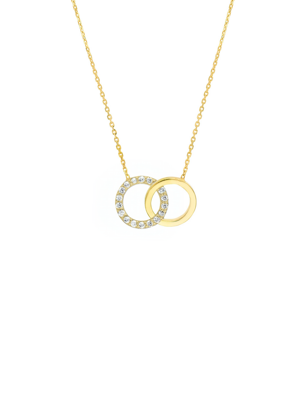 Collar Doble Circulo Diamantes Oro 14k