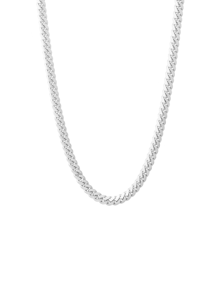 Cadena Eslabon Cubano 4 mm Oro Blanco 14k