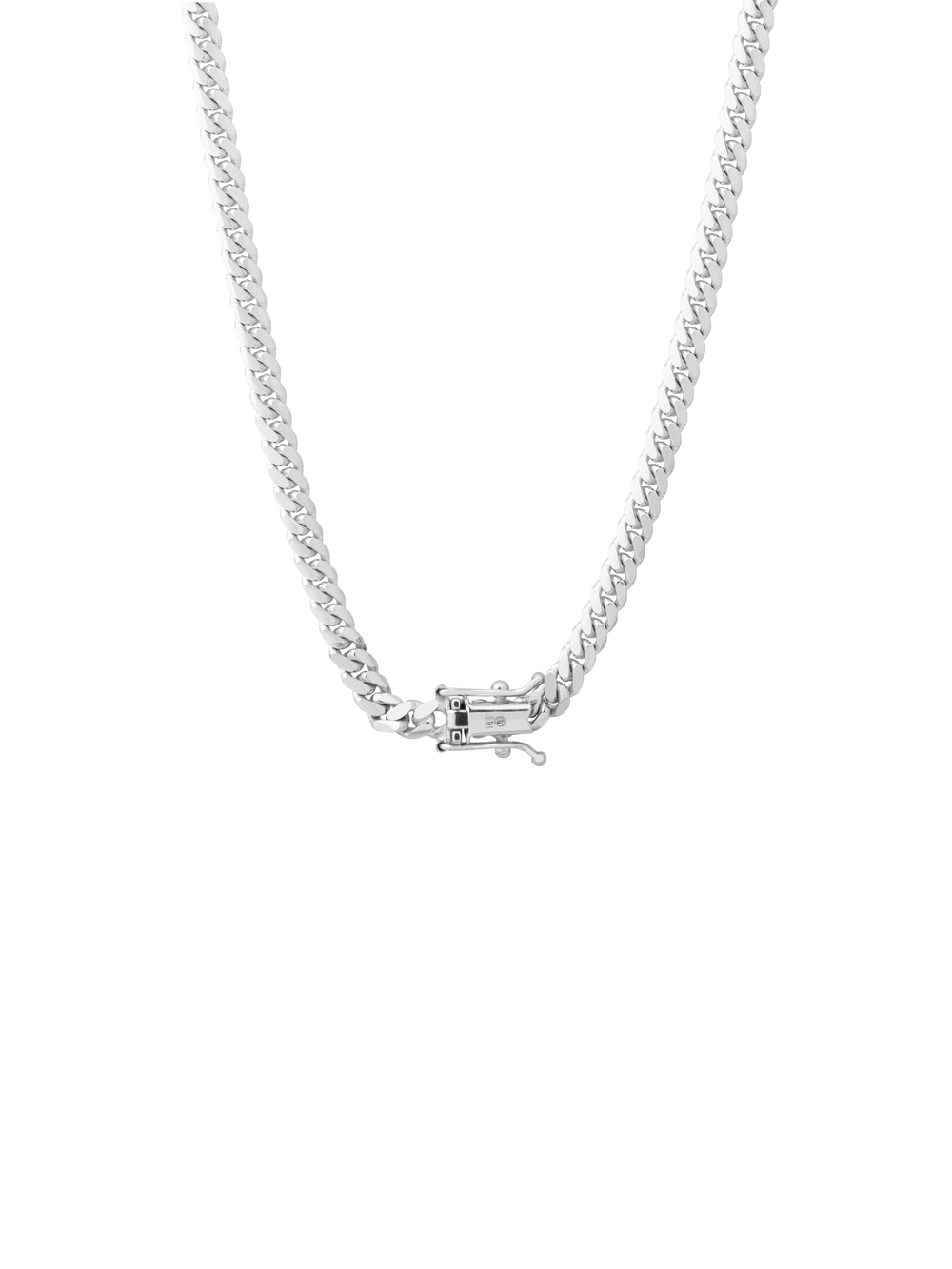 Cadena Eslabon Cubano 4 mm Oro Blanco 14k