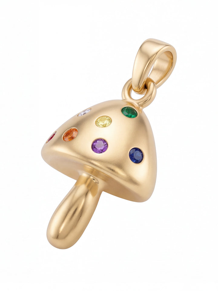 Dije Hongo Con Zirconias De Colores Oro 10k